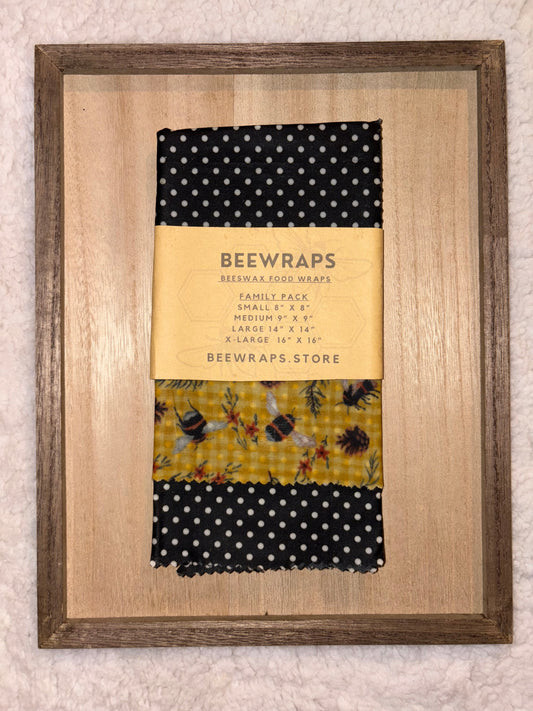 Beeswax Food Wrap Family Pack  Small 8”x 8”,  Medium 10” x 10”,  Large  14” x 14”,  X-Large 16” x 16”