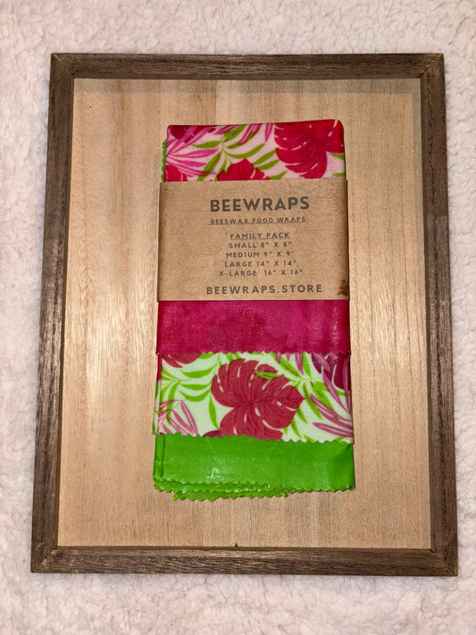 Beeswax Food Wrap Family Pack  Small 8”x 8”,  Medium 10” x 10”,  Large  14” x 14”,  X-Large 16” x 16”