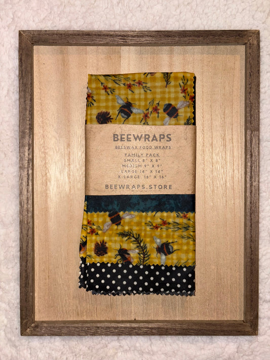 Beeswax Food Wrap Family Pack  Small 8”x 8”,  Medium 10” x 10”,  Large  14” x 14”,  X-Large 16” x 16”